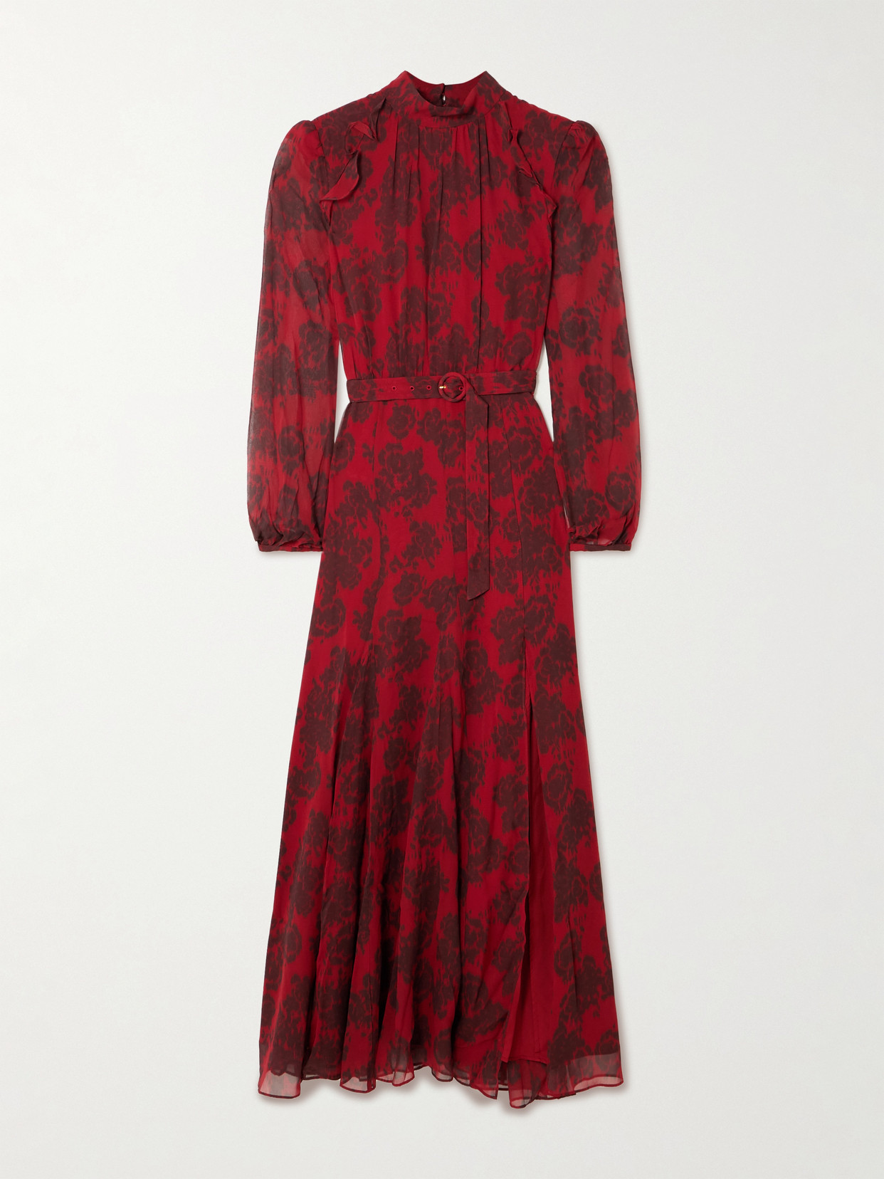 Saloni Jacqui-b Printed Silk Crepe De Chine Maxi Dress In Red
