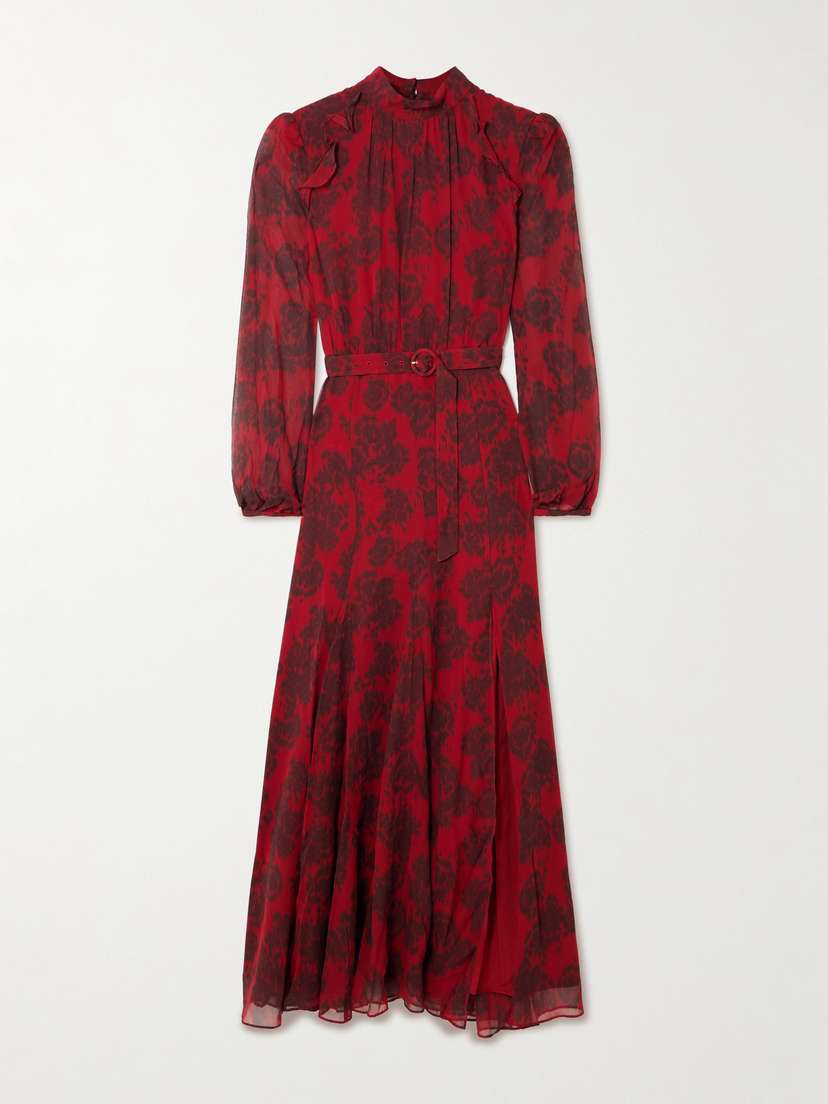 Saloni Jacqui-b Printed Silk Crepe De Chine Maxi Dress