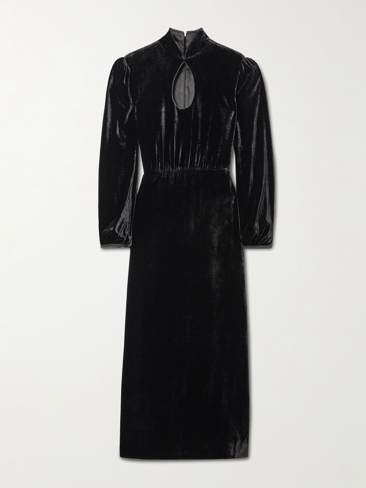 Saloni Domino Cutout Velvet Turtleneck Midi Dress In Black