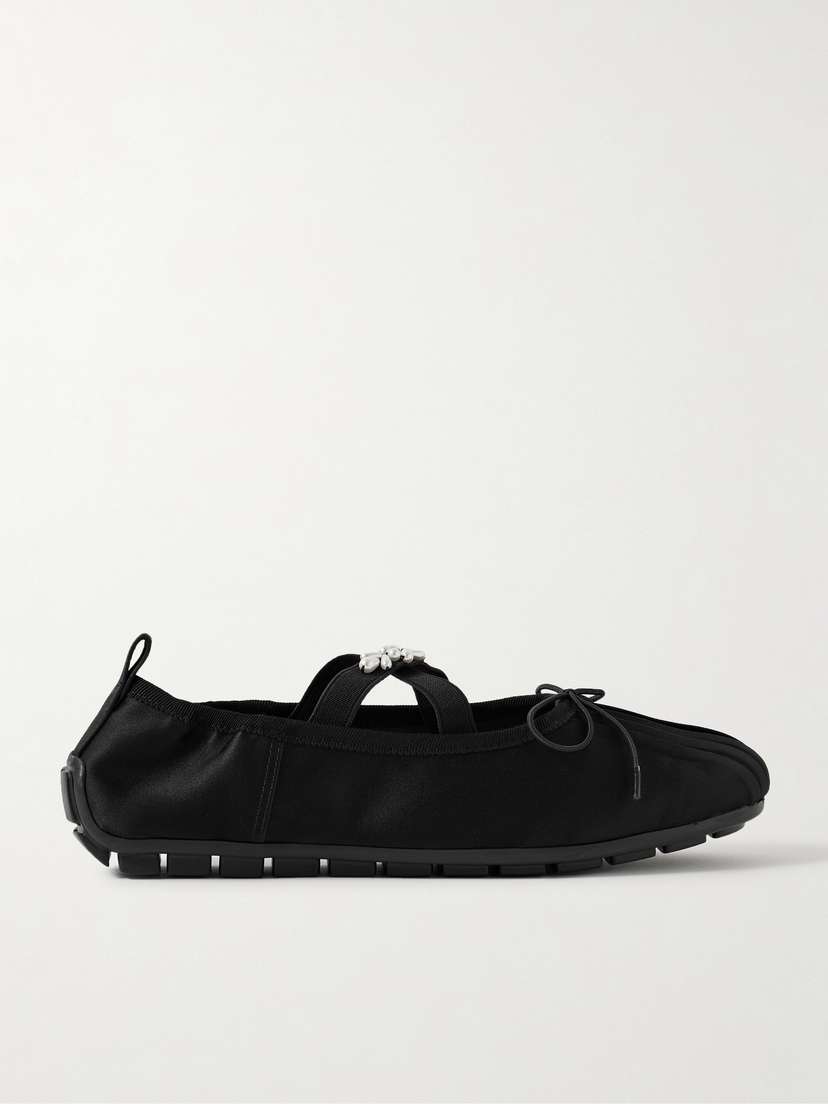 Simone Rocha Faux Pearl-embellished Pleated Shell Ballet Flats