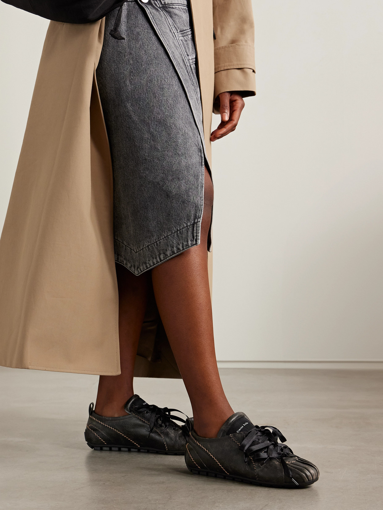 Simone Rocha Ballerina Grip Leather Sneakers In Brown