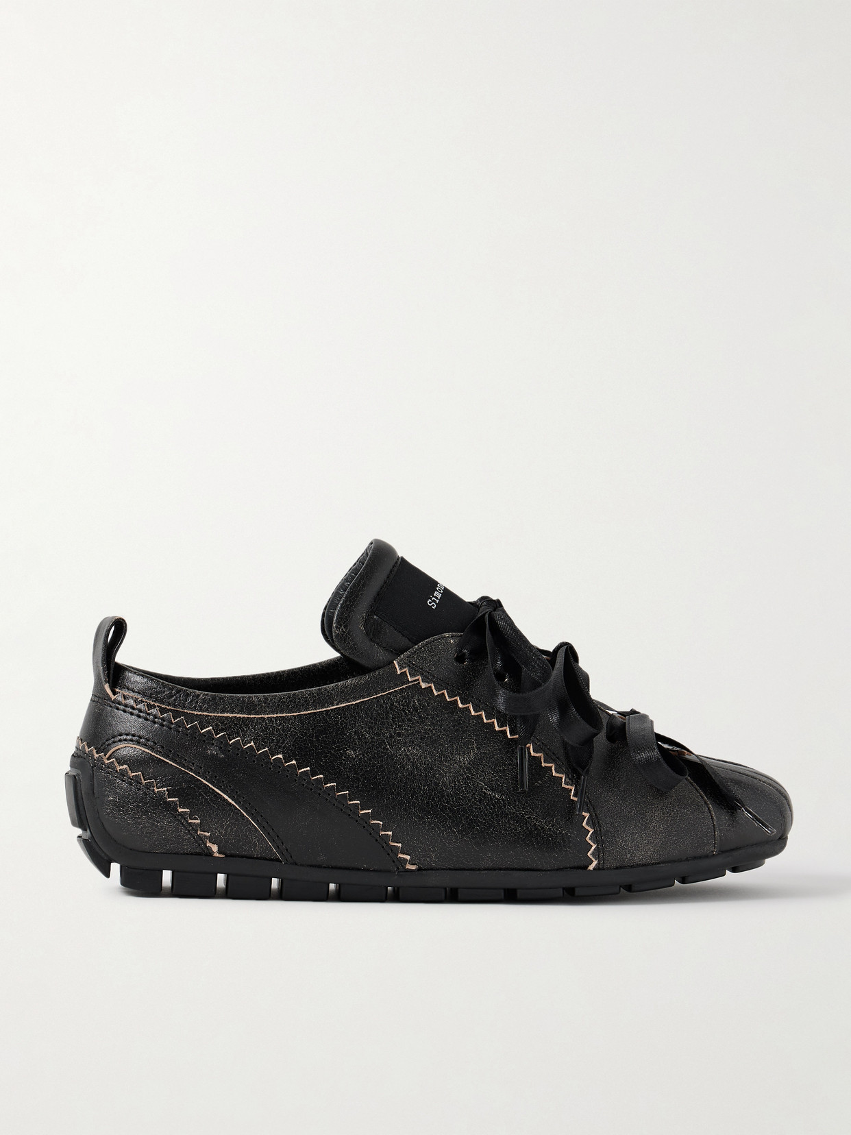 Simone Rocha Cracked-leather Sneakers In Brown