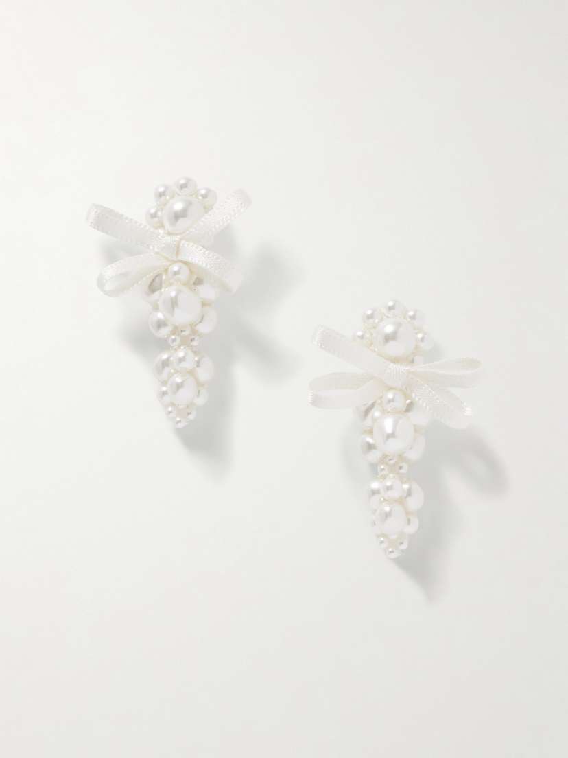 Simone Rocha Bow-detailed Gold-tone Faux Pearl Earrings