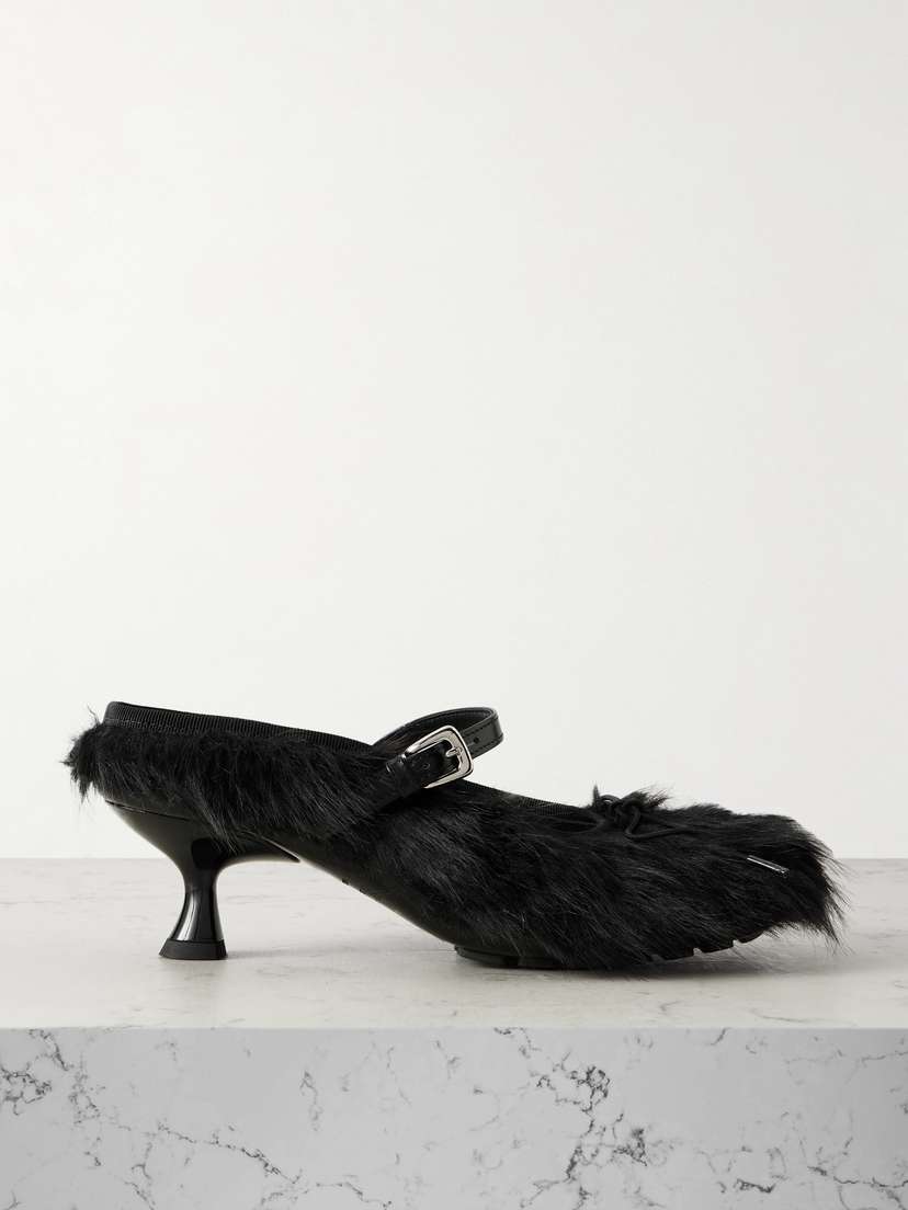 Simone Rocha Leather-trimmed Plush Pumps