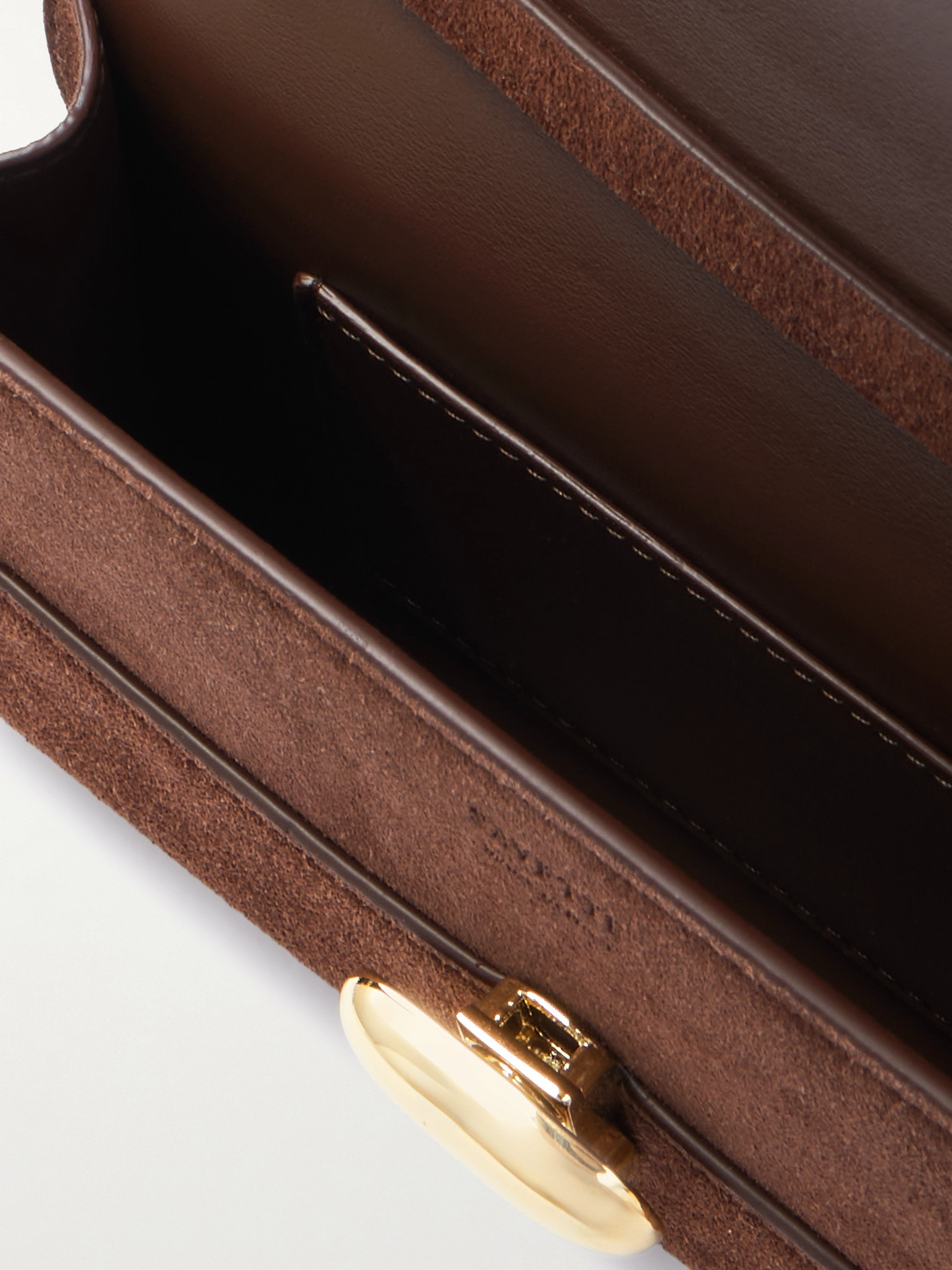 Savette Symmetry Mini Suede Crossbody Bag In Brown