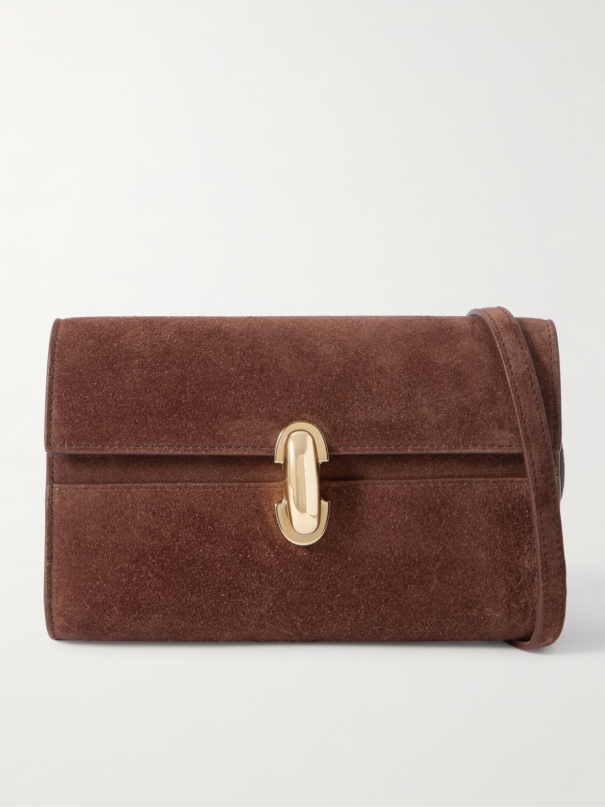 Savette Symmetry 19 Suede Shoulder Bag In Brown
