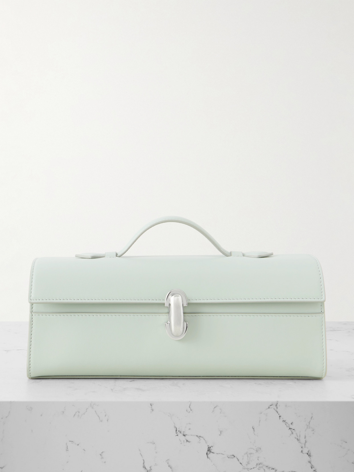 Savette Slim Symmetry Leather Tote In Green