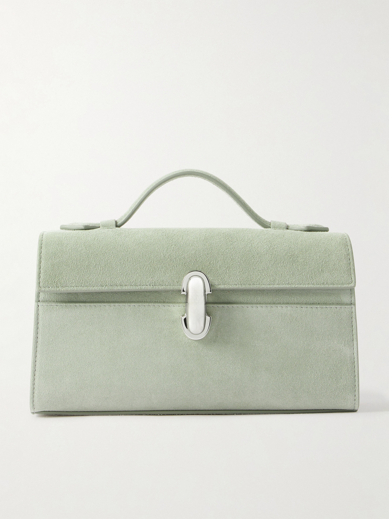 Savette Symmetry Pochette Suede Tote In Green