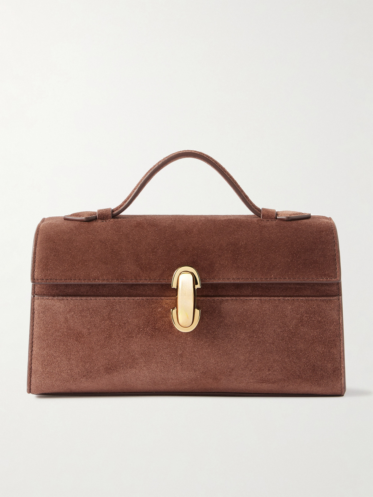 Savette Symmetry Pochette Suede Tote In Brown