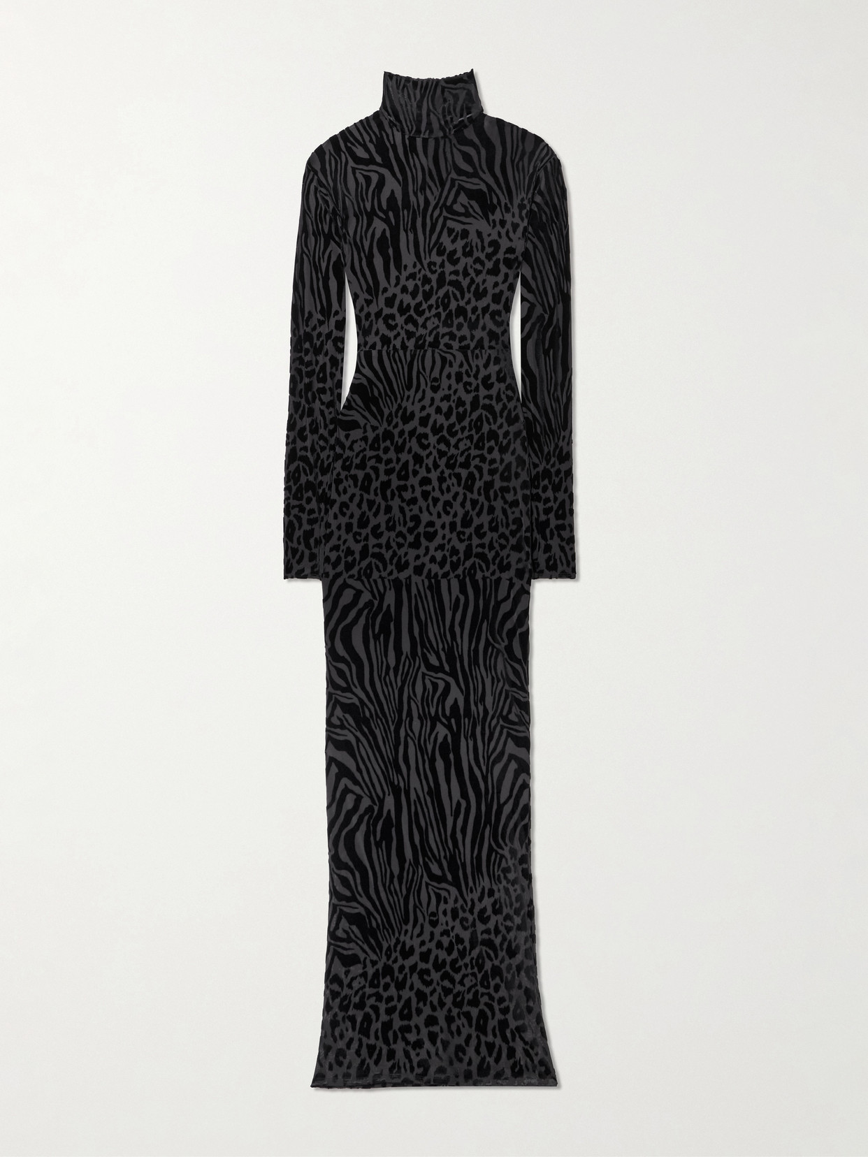 Alex Perry Devoré-velvet Turtleneck Gown In Black