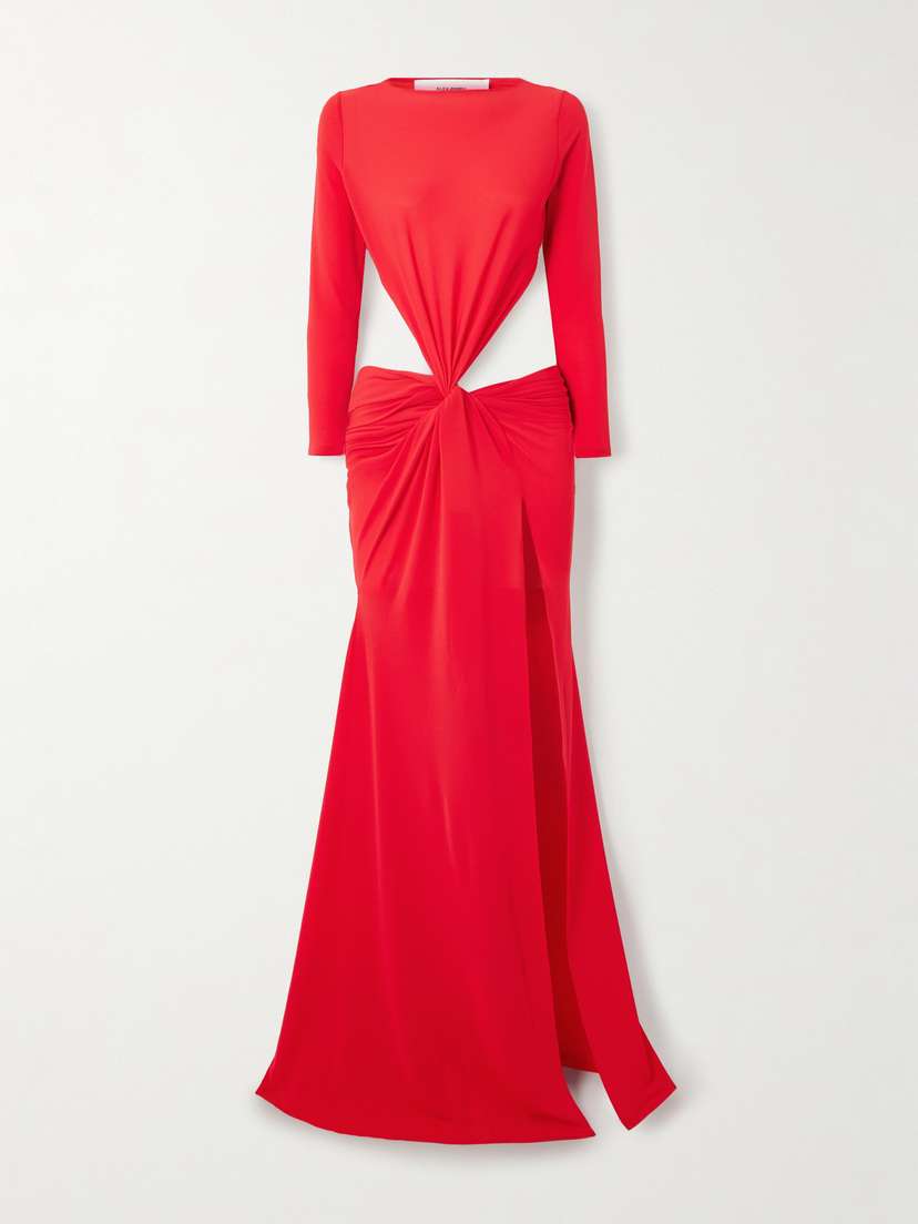 Alex Perry Open-back Twisted-front Recycled-crepe Gown