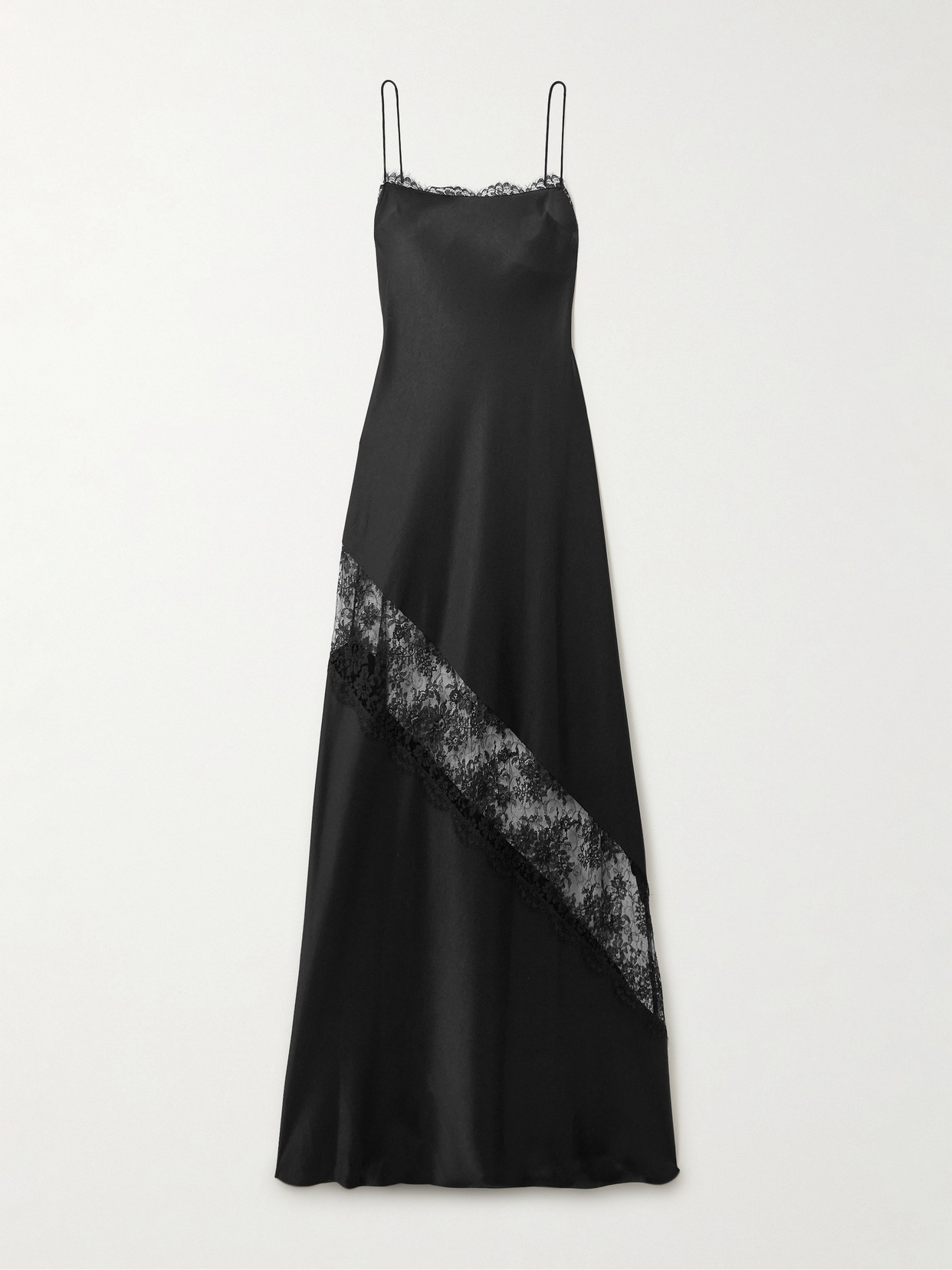 Alex Perry Lace-trimmed Satin Gown In Black
