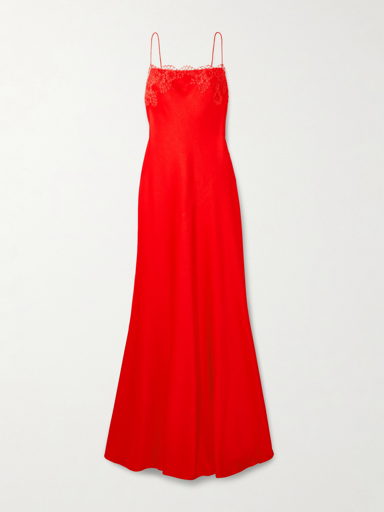 Alex Perry Lace-trimmed Satin-crepe Gown In Red