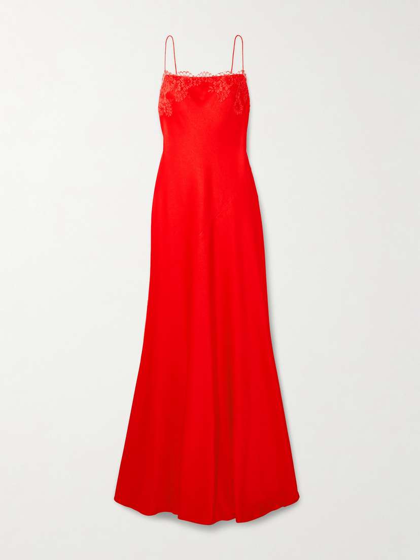 Alex Perry Lace-trimmed Satin-crepe Gown