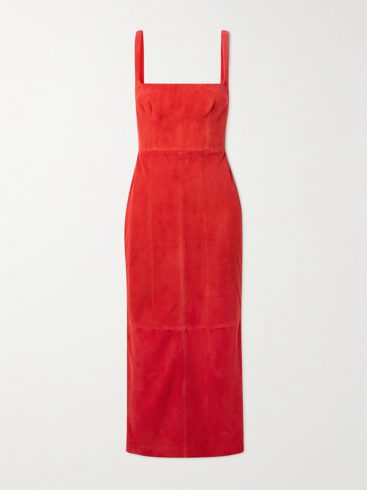 Alex Perry Singlet Suede Midi Dress In Red