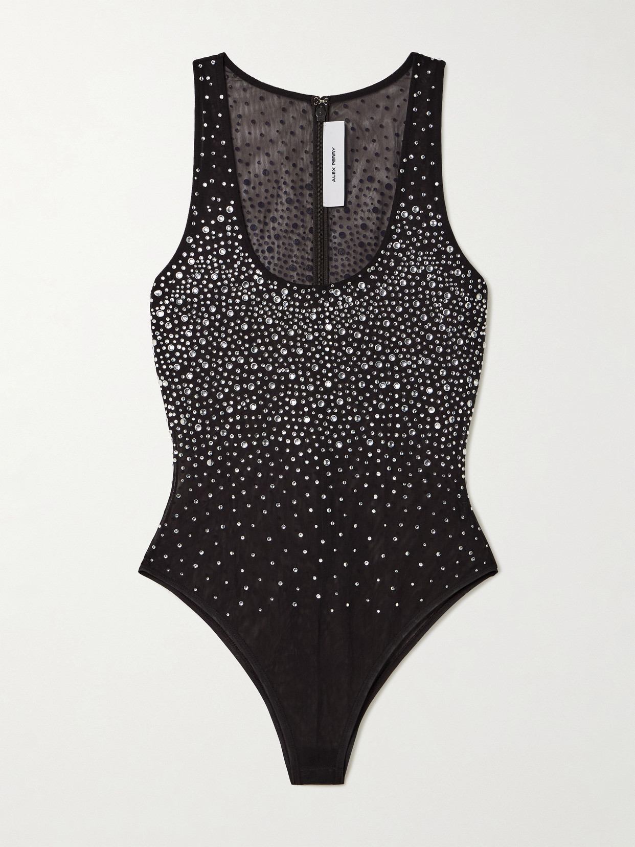 Alex Perry Crystal-embellished Stretch-mesh Bodysuit In Black