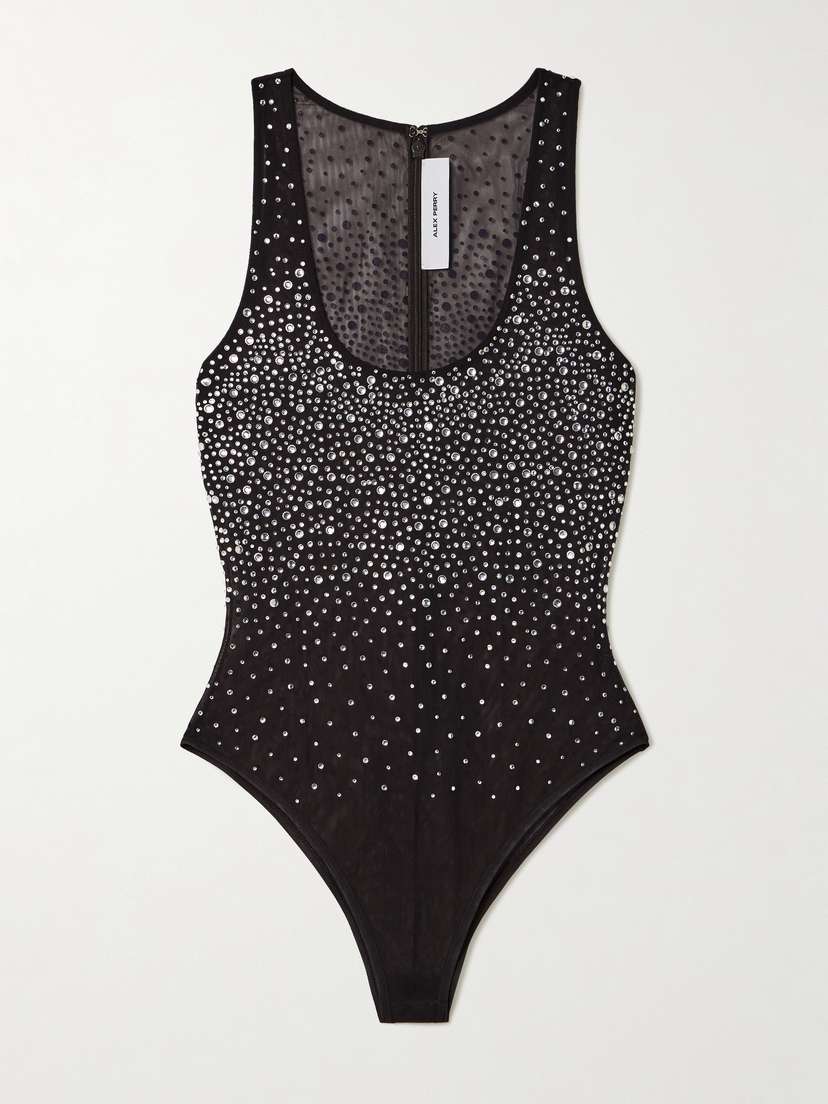 Alex Perry Crystal-embellished Stretch-mesh Bodysuit
