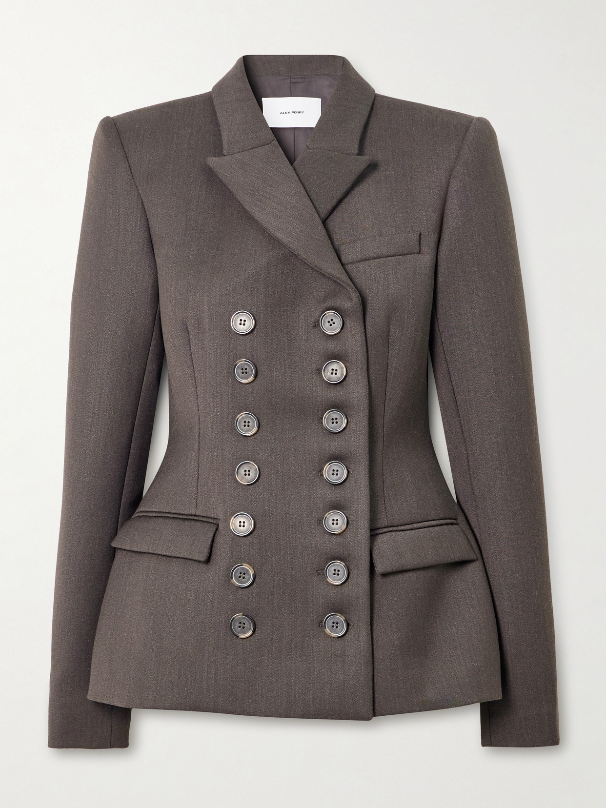 Alex Perry Double-breasted Twill Blazer In Gray