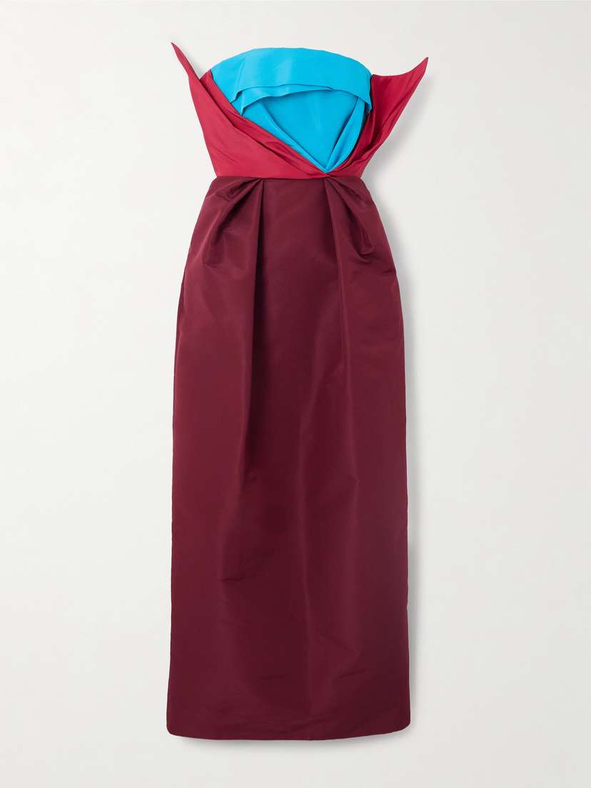 Christopher John Rogers Strapless Color-block Silk-taffeta Gown