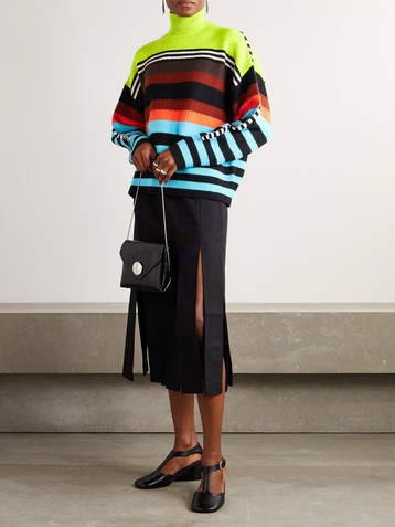 Christopher John Rogers Striped ribbed wool-blend turtleneck sweater