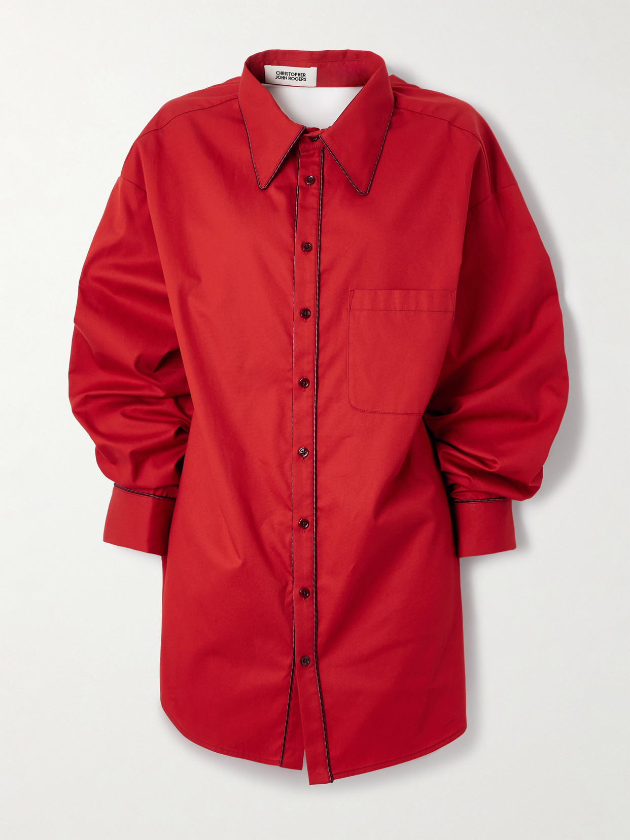 Christopher John Rogers Open-back Cotton-twill Shirt In Red