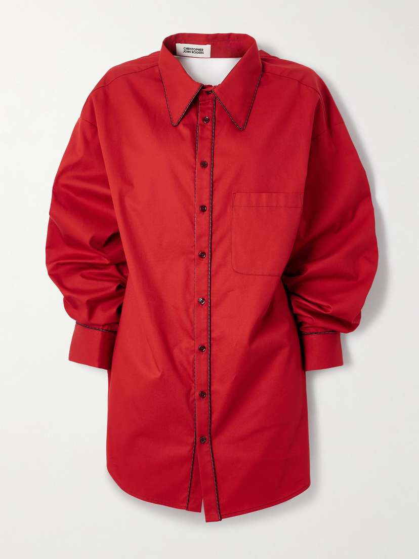 Christopher John Rogers Open-back Cotton-twill Shirt