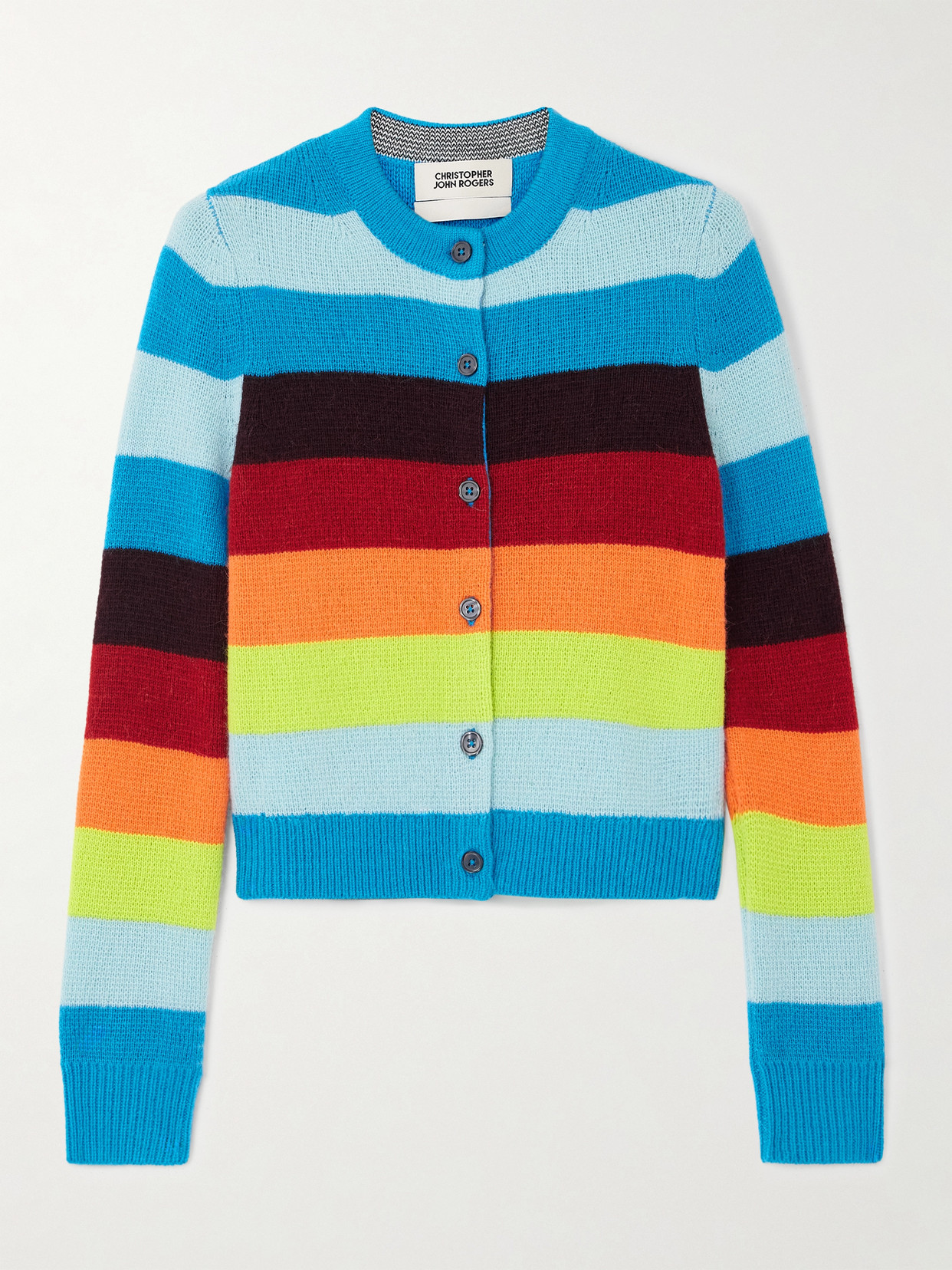 Christopher John Rogers Striped Knitted Cardigan In Multi