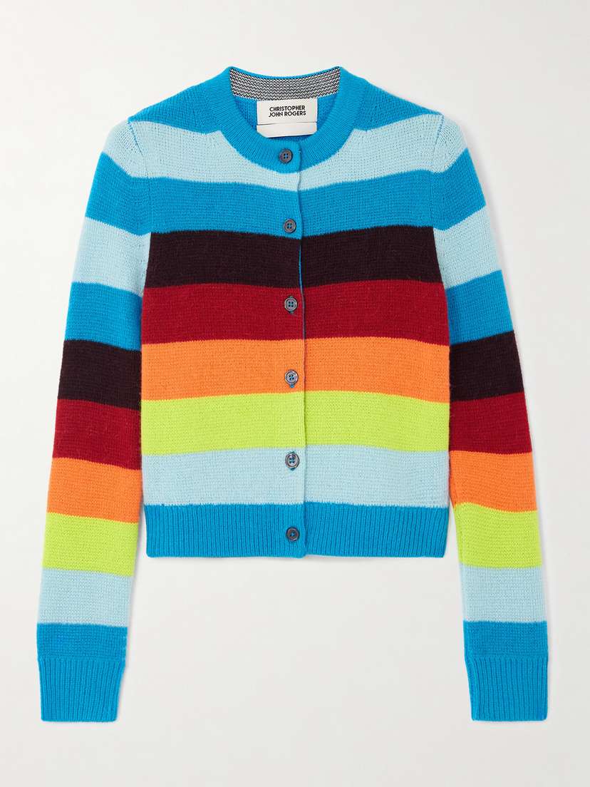 Christopher John Rogers Striped Knitted Cardigan