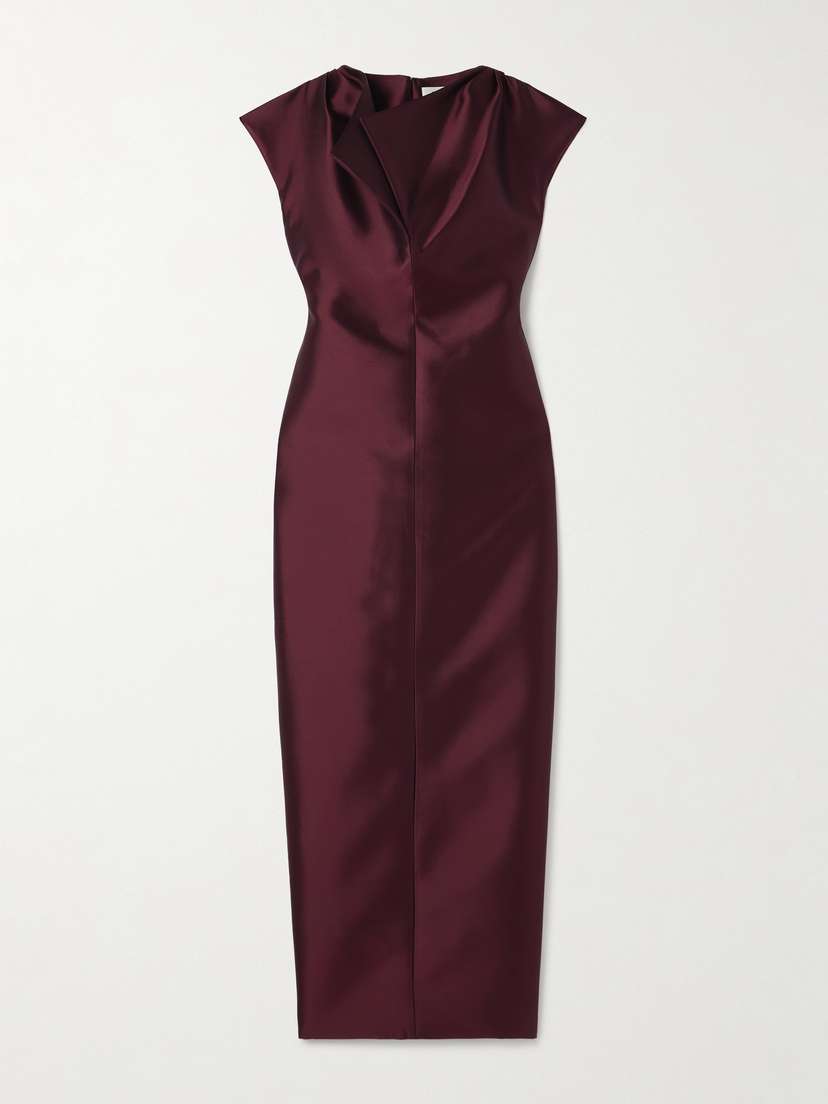 Christopher John Rogers Peel Draped Silk And Wool-blend Satin Gown