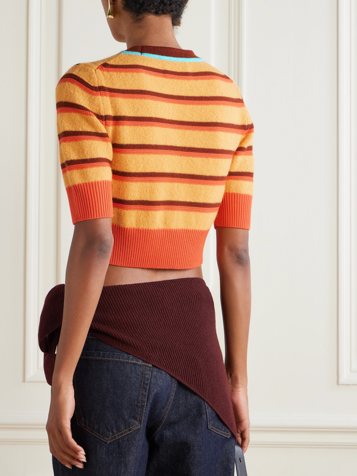 Striped Brushed Merino Wool-Blend Sweater