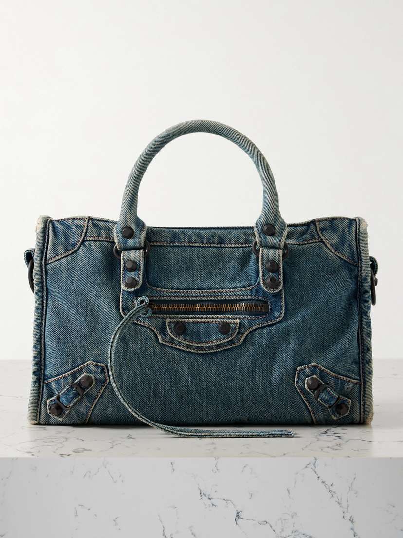 Balenciaga Le City Small Embellished Denim Tote