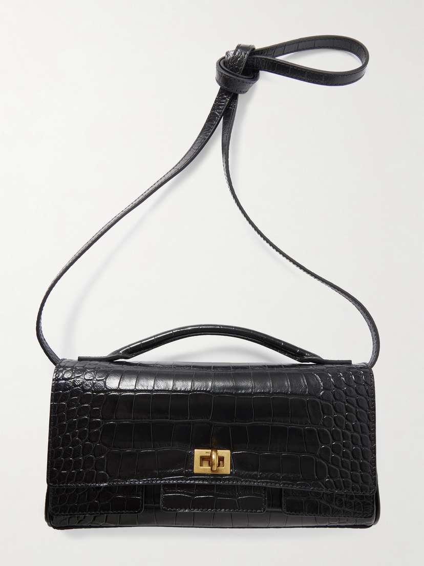 Balenciaga Bel Air Small Croc-effect Leather Clutch