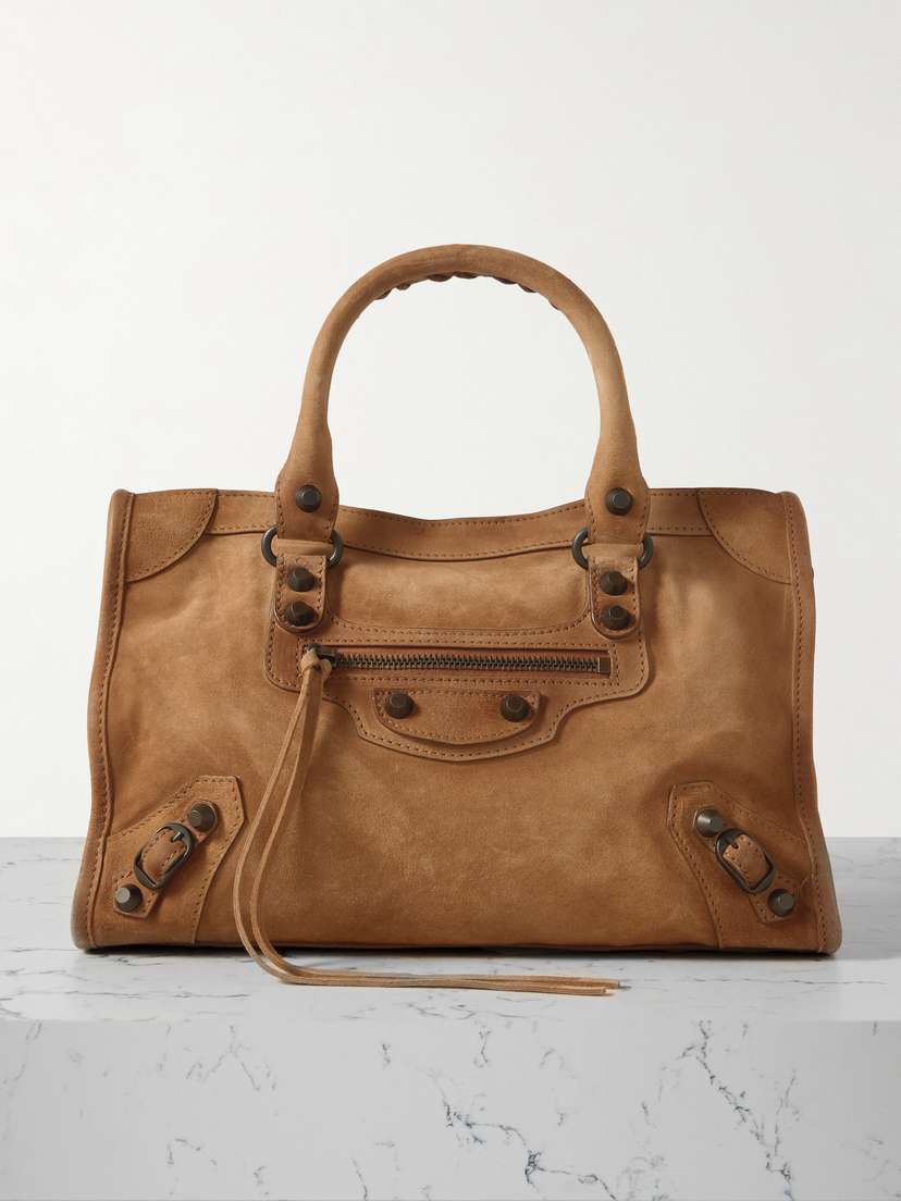 Balenciaga Le City Small Embellished Nubuck Tote