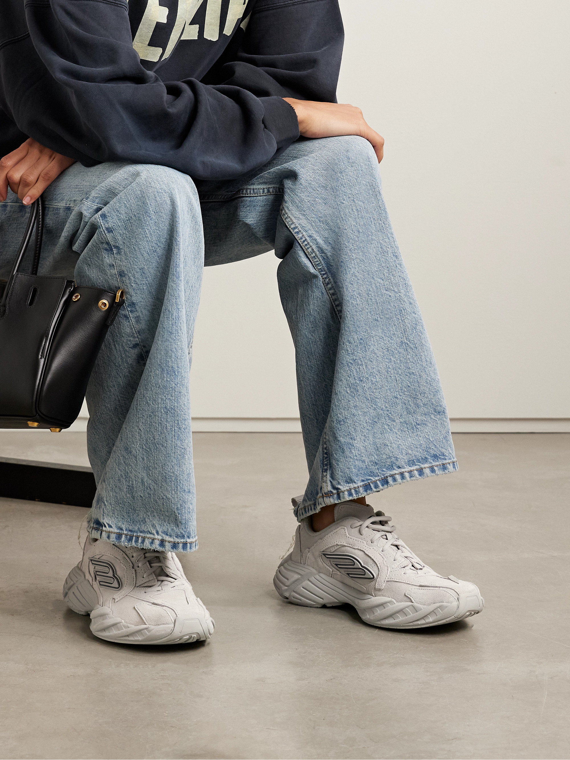 Balenciaga Monday rubber-trimmed leather sneakers thumbnail