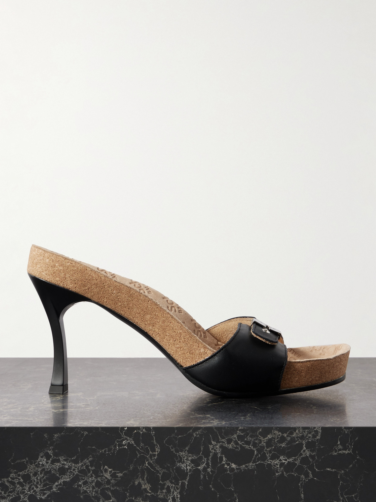 Balenciaga + Scholl Embellished Leather Mules In Black