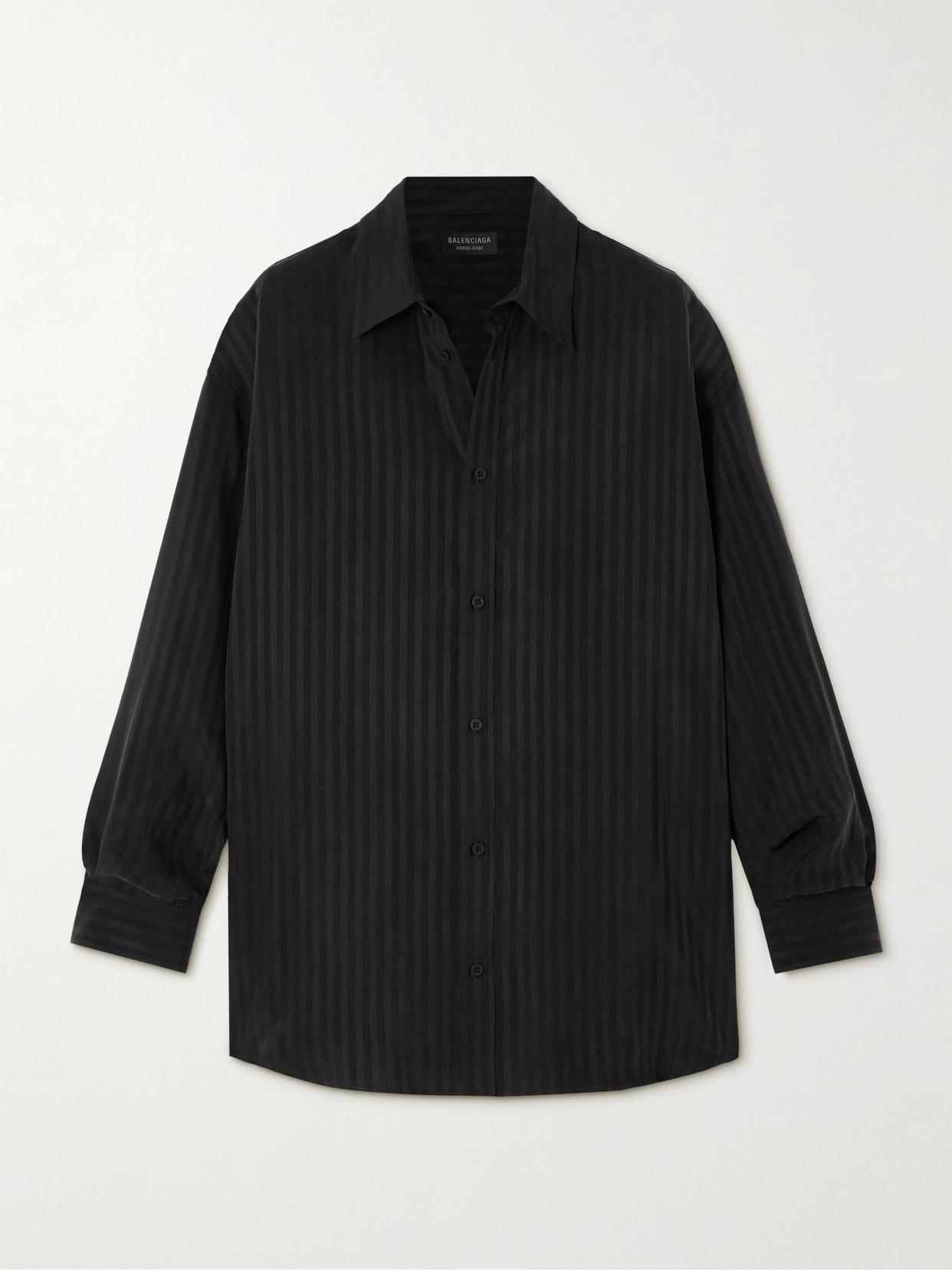 Balenciaga Striped Satin-jacquard Shirt In Black