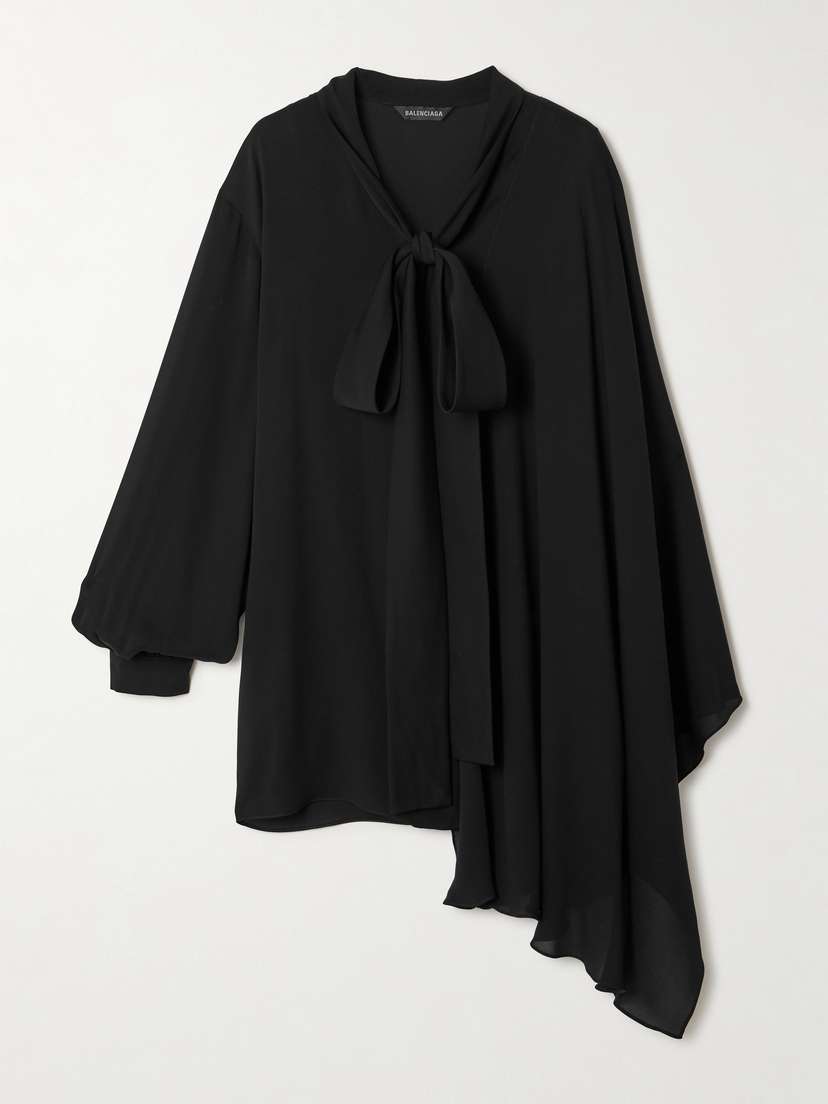 Balenciaga Pussy-bow Asymmetric Silk-georgette Blouse