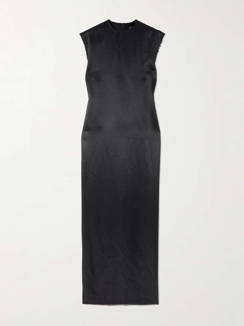 Balenciaga Frayed Satin Maxi Dress