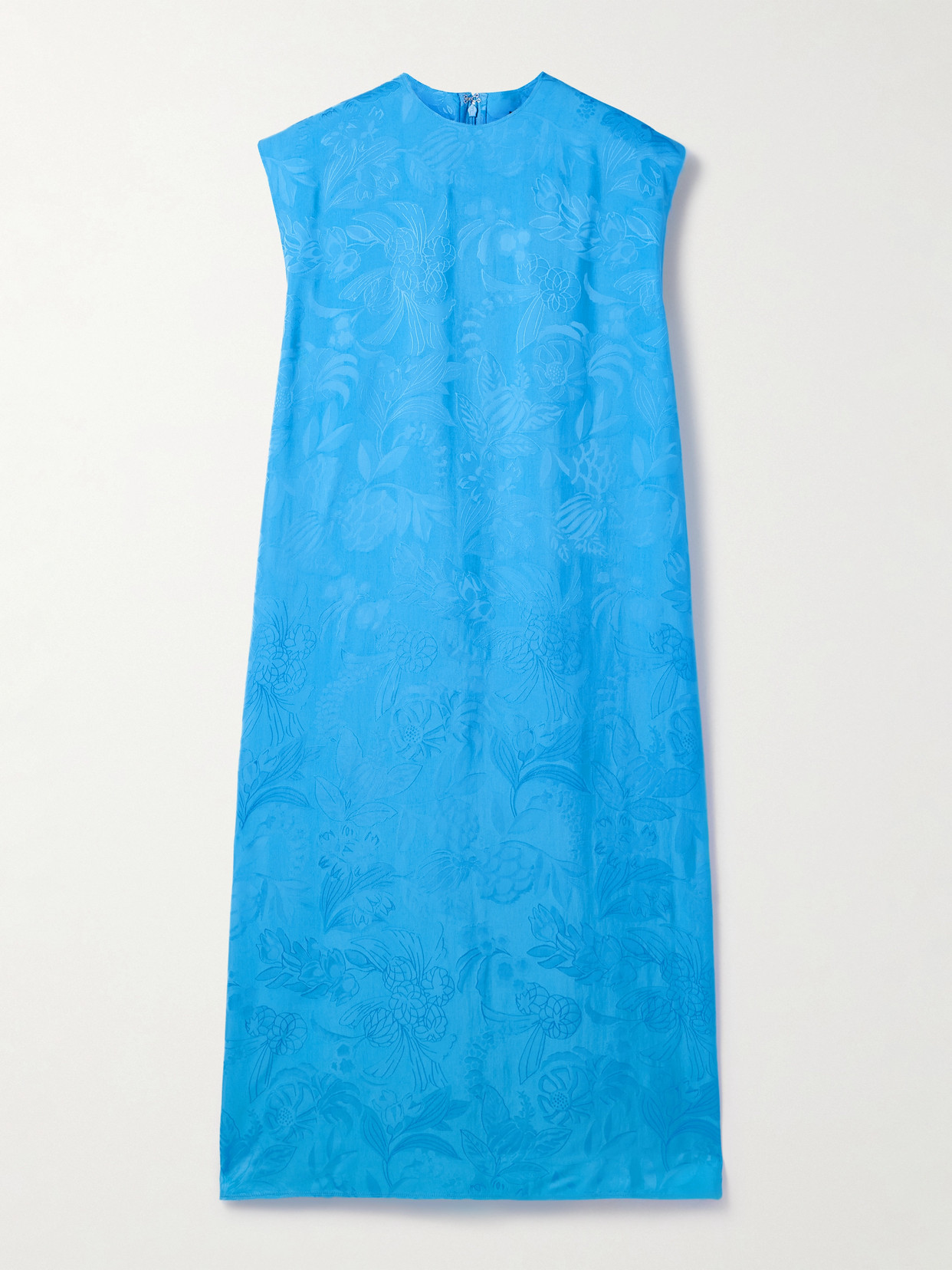 Balenciaga Satin-jacquard Midi Dress In Blue