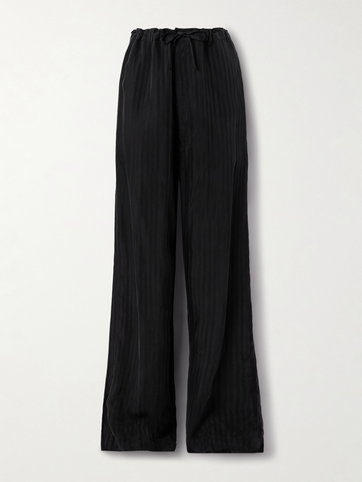 Balenciaga Striped Satin-jacquard Wide-leg Pants In Black