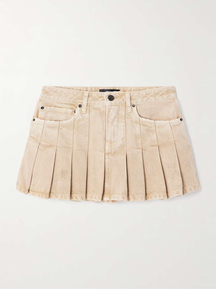 Balenciaga Pleated Denim Mini Skirt