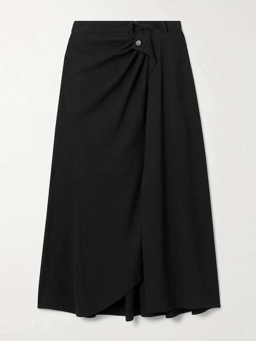 Balenciaga Draped Wrap-effect Crepe Midi Skirt