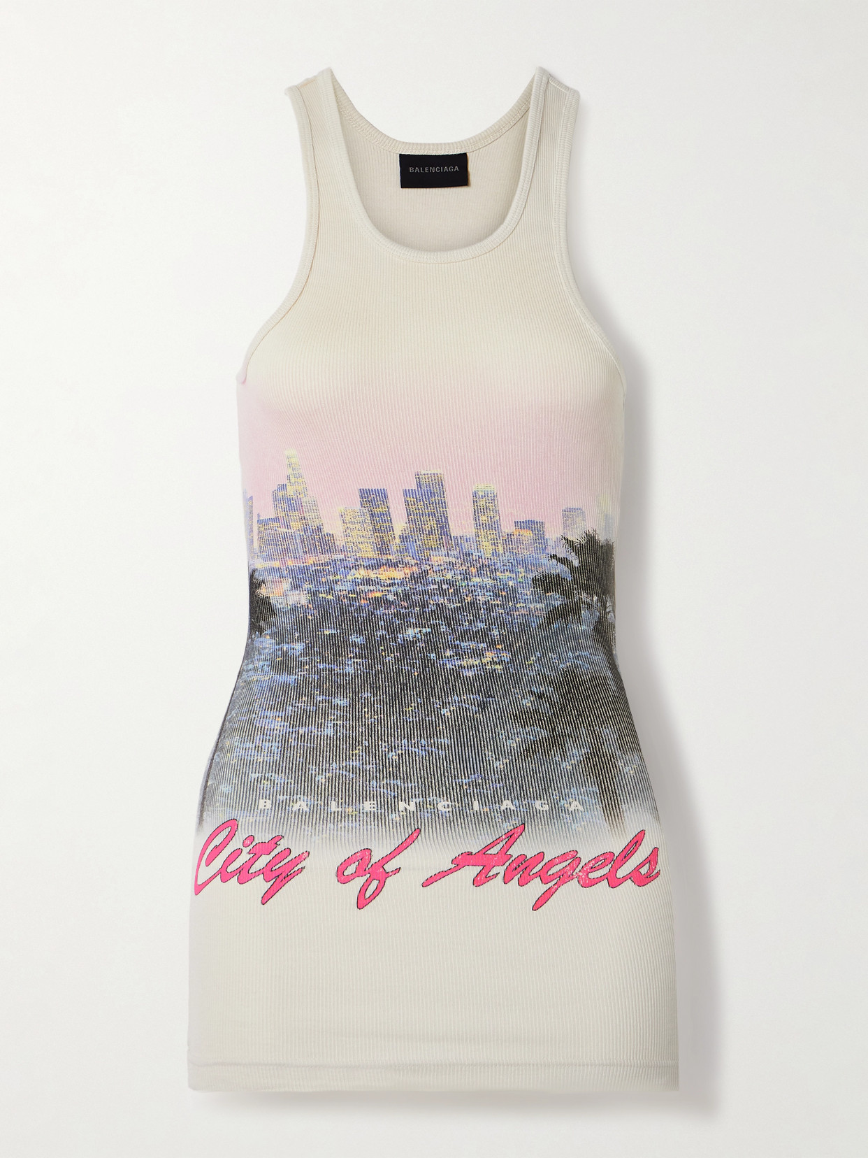 Balenciaga Printed Ribbed Cotton-jersey Tank