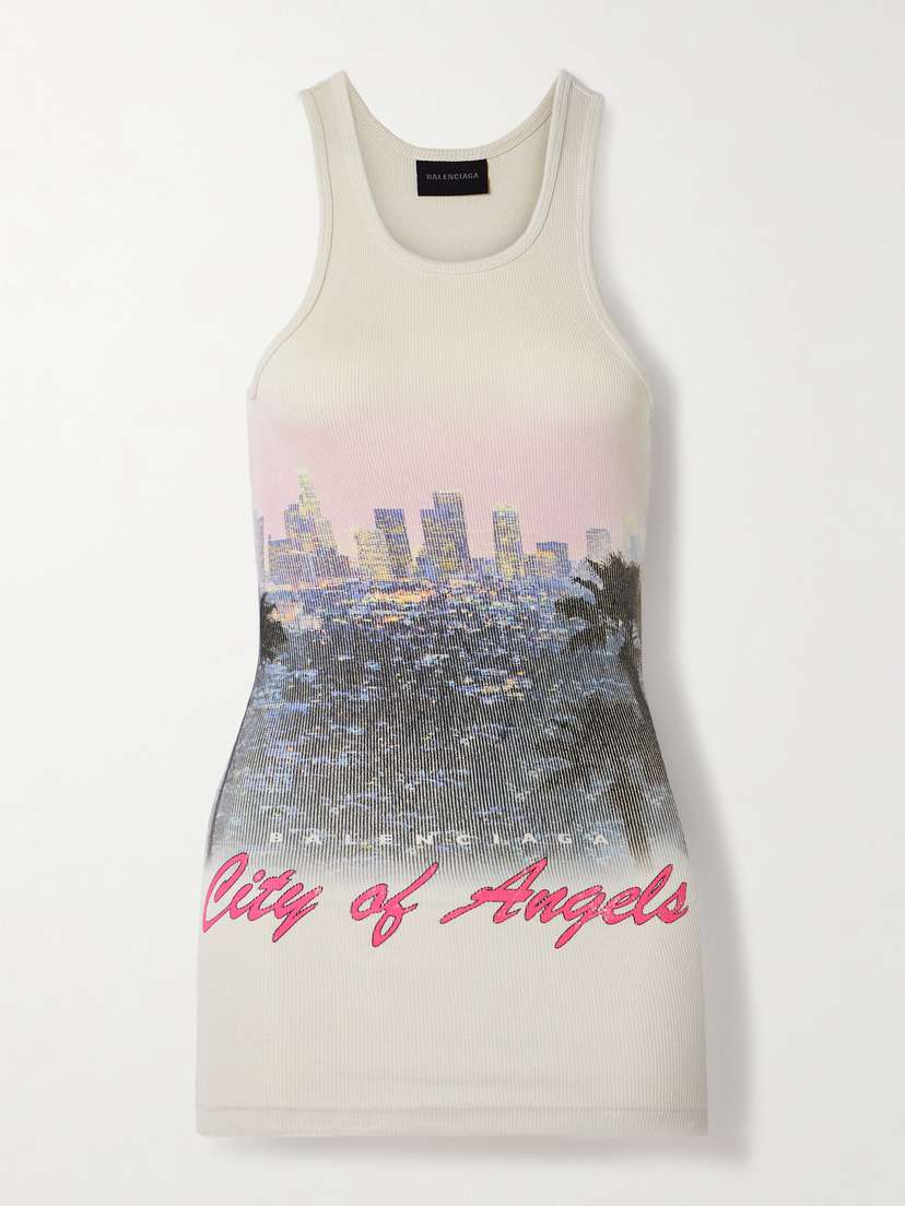 Balenciaga Printed Ribbed Cotton-jersey Tank