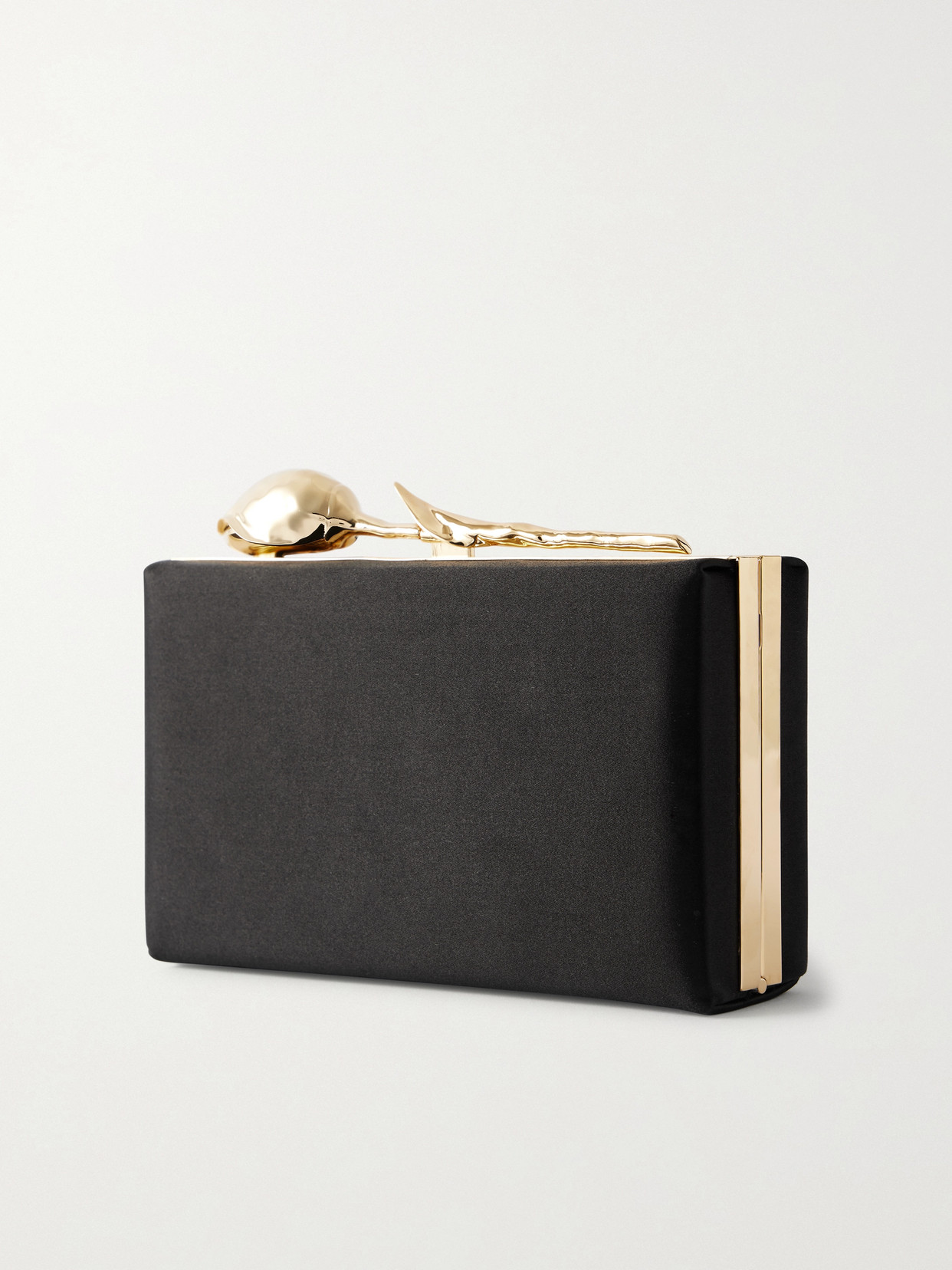 Erdem Bloom Embellished Satin Clutch In Black