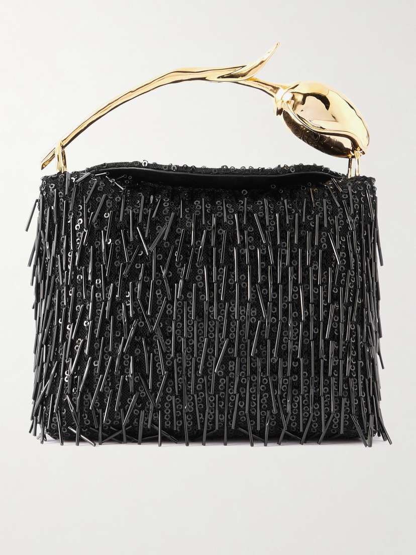 Erdem Bloom Mini Embellished Mesh Clutch