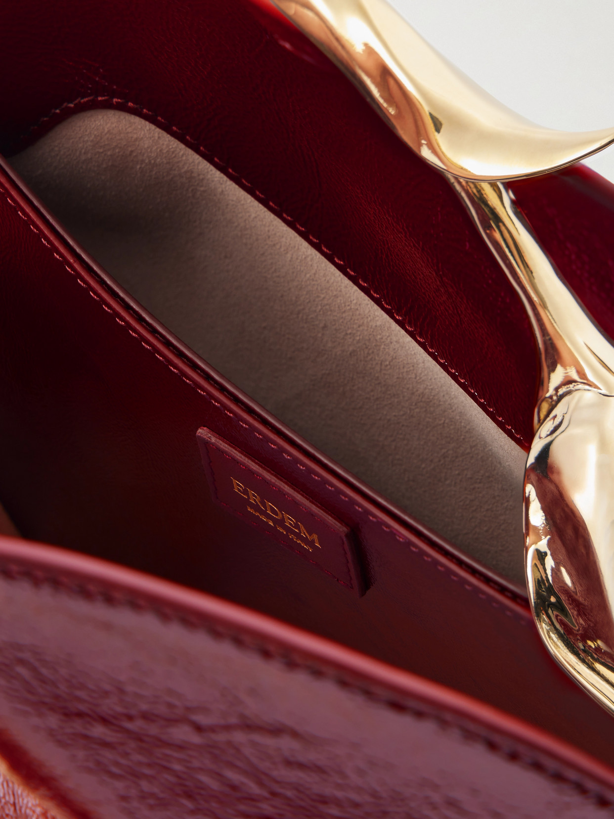 Erdem Bloom Midi Patent-leather Bag In Red