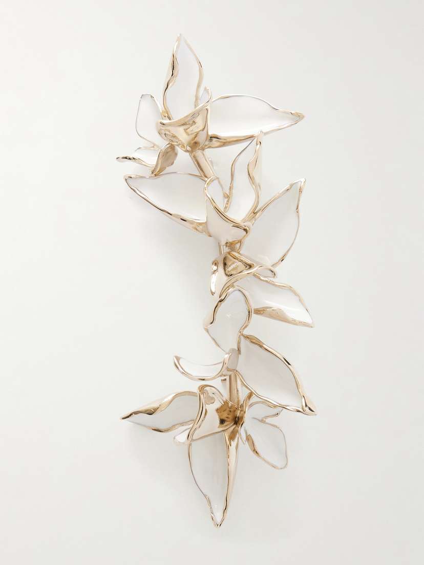 Erdem Flower Gold-tone And Enamel Brooch