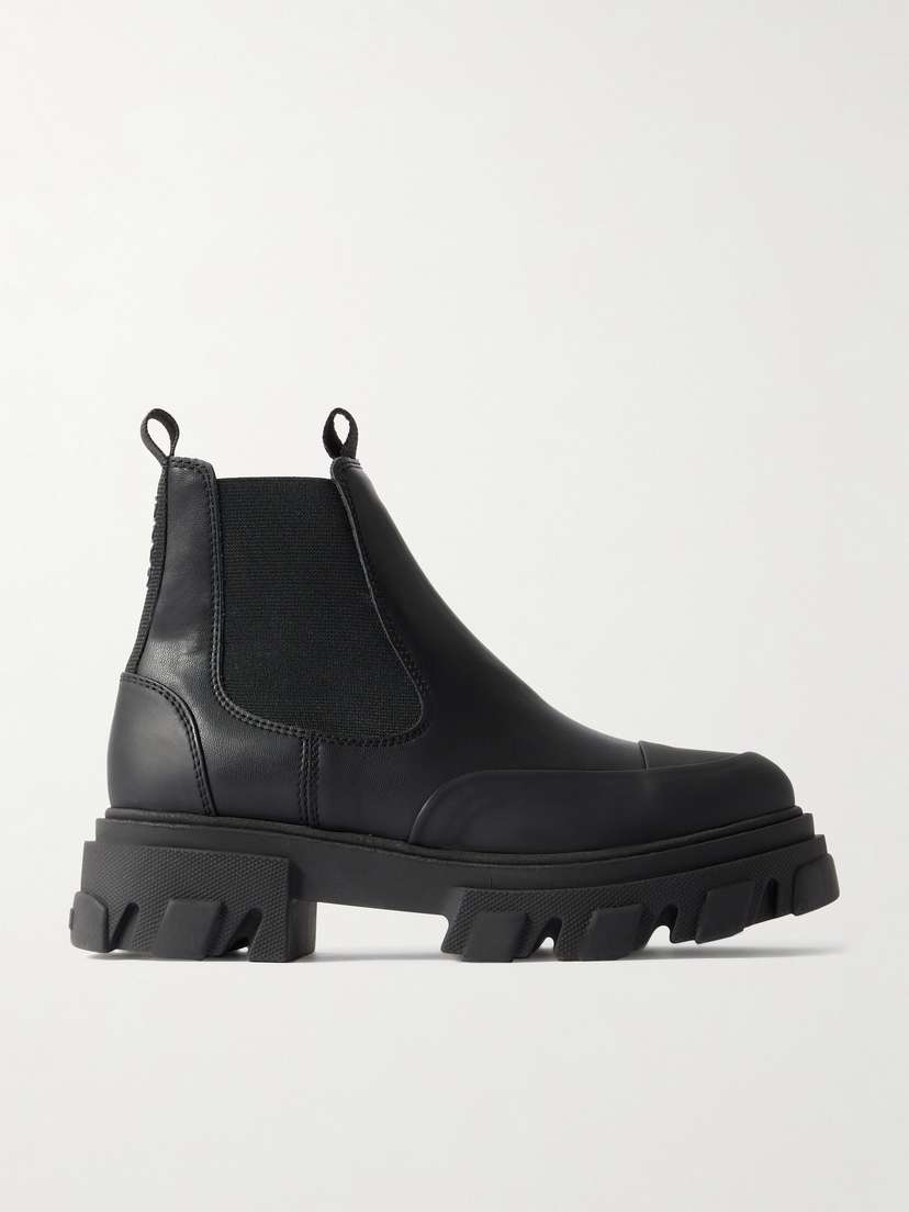 Ganni Paneled Recycled-leather Chelsea Boots