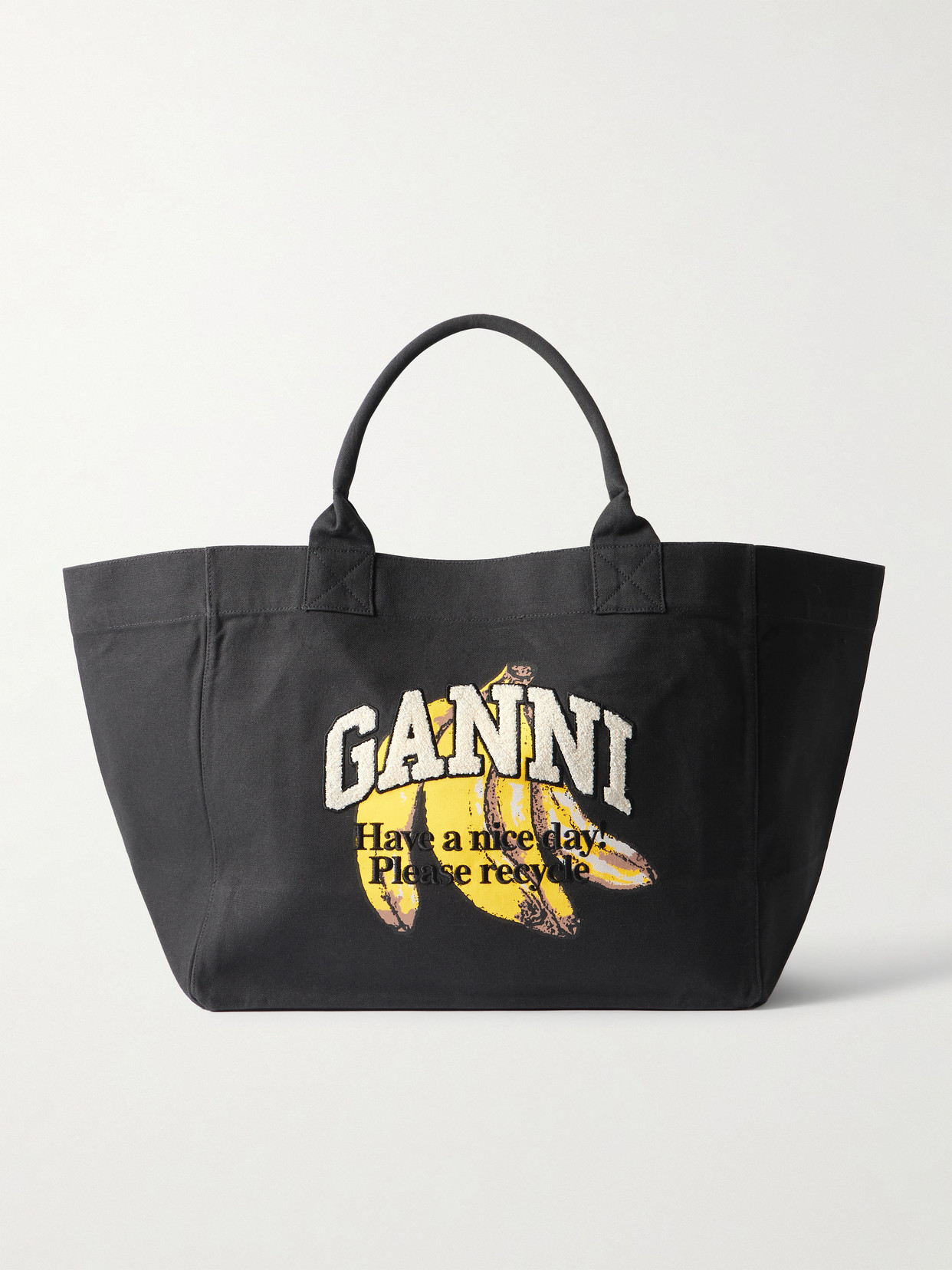 Ganni Printed Cotton-canvas Tote